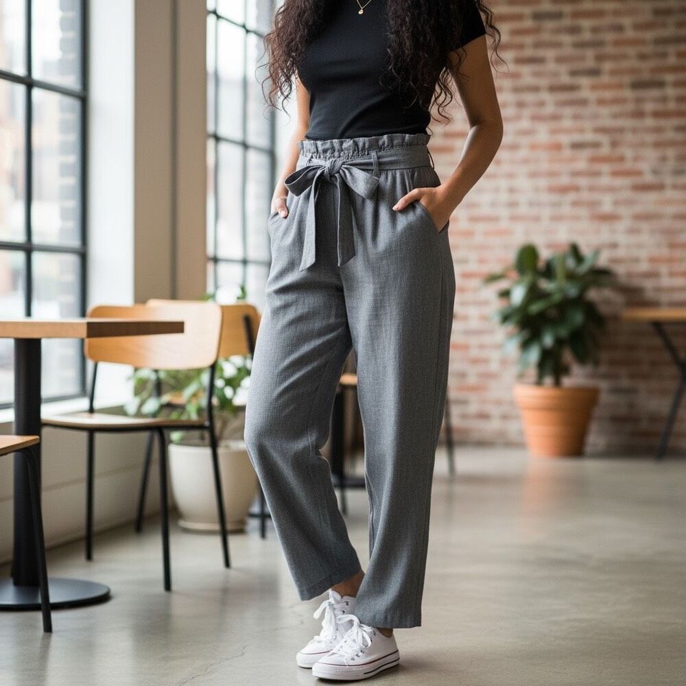 Cartonnier Paperbag Waist Tie Front Trousers Gray‎ XS